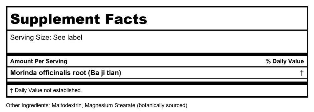 Plum Flower Ba Ji Tian  extract powder Morinda officinalis root 100 g/bt by MayWay - Supplement Facts panel