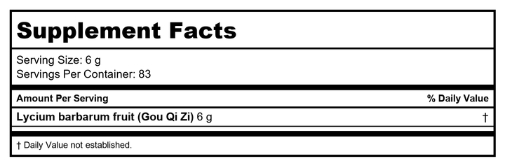 Plum Flower Gou Qi Zi  extract powder by MayWay - Supplement Facts panel