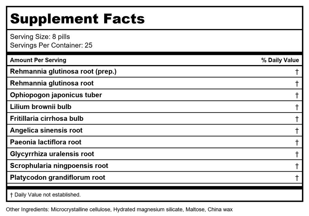 Plum Flower Lilium Teapills by MayWay - Supplement Facts panel