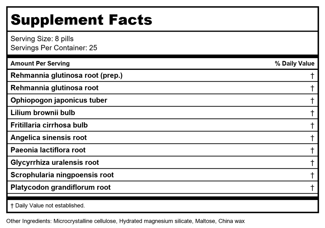 Plum Flower Lilium Teapills by MayWay - Supplement Facts panel