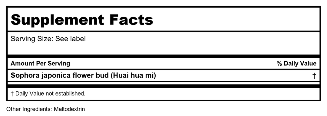 Plum Flower Huai Hua  extract powder by MayWay - Supplement Facts panel