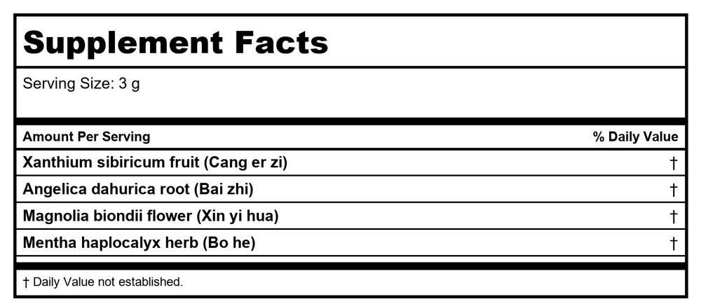 Plum Flower Cang Er Zi, extract powder by MayWay - Supplement Facts panel