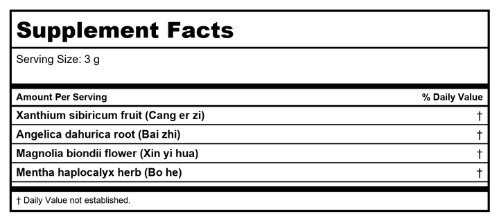 Plum Flower Cang Er Zi, extract powder by MayWay - Supplement Facts panel