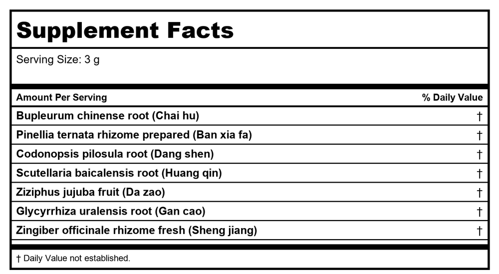 Plum Flower Bupleurum Root Concentrated Powder Chai Hu 100 grams by MayWay - Supplement Facts panel