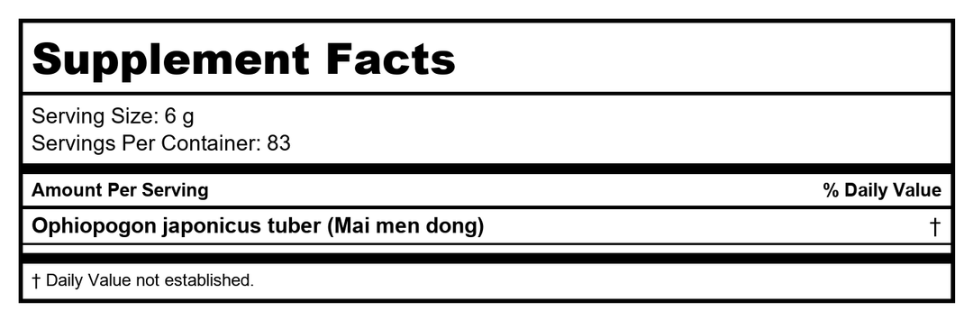 Plum Flower Mai Men Dong, extract powder by MayWay - Supplement Facts panel