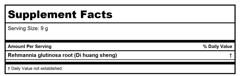 Plum Flower Sheng Di Huang, extract powder by MayWay - Supplement Facts panel
