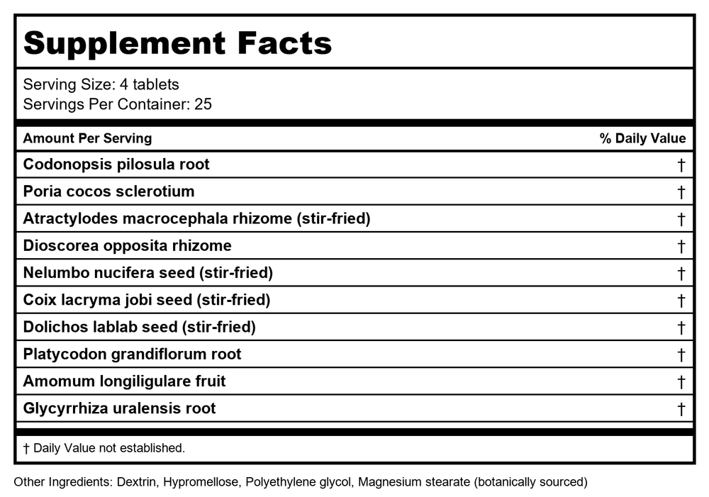 Plum Flower Bai Zhu (Chao) extract powder by MayWay - Supplement Facts panel