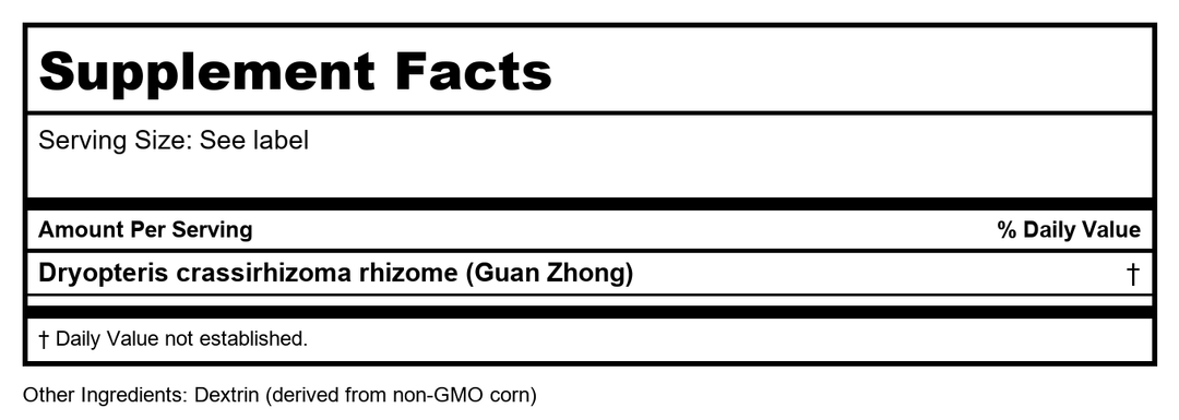 Plum Flower Guan Zhong  extract powder by MayWay - Supplement Facts panel