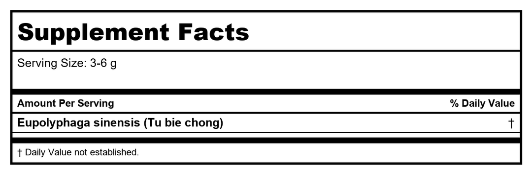 Tu Bie Chong  unsulfured - Supplement Facts panel