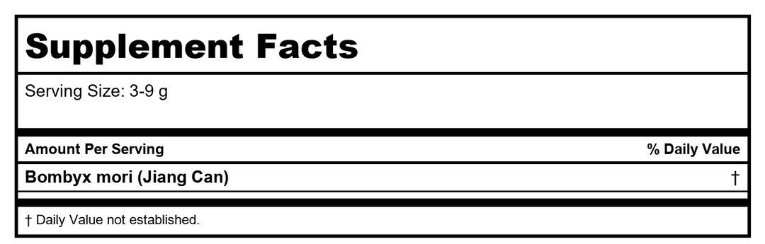 Jiang Can, Unsulfured - Supplement Facts panel
