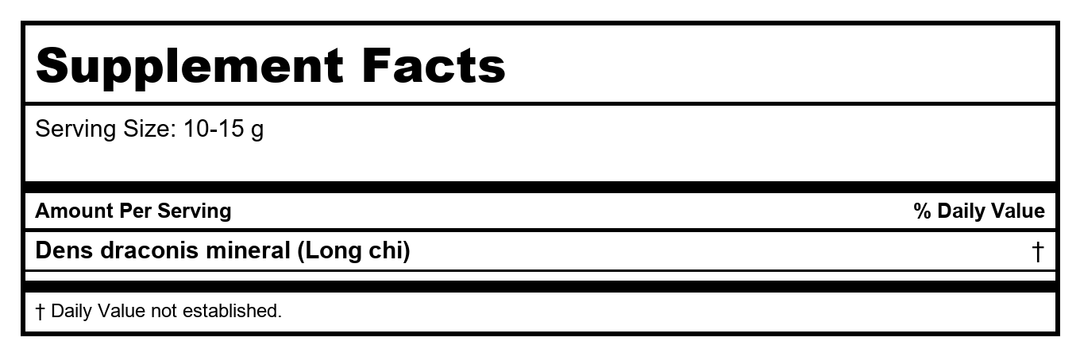 Long Chi  unsulfured - Supplement Facts panel