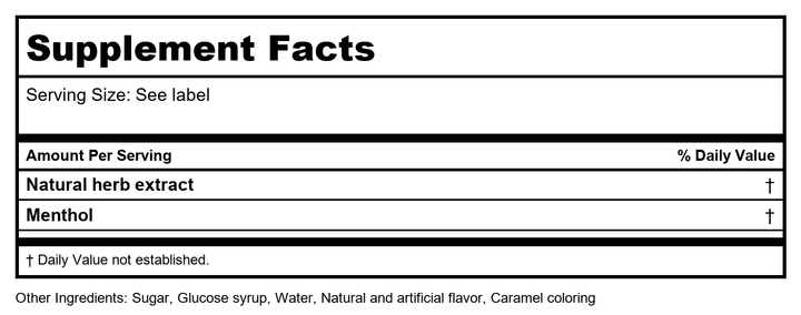 Herbal Candy (Tangerine Lemon) - 2.12oz (Pack of 1) - Supplement Facts panel