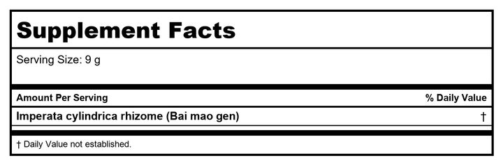 Plum Flower Bai He  powder  unsulfured by MayWay - Supplement Facts panel