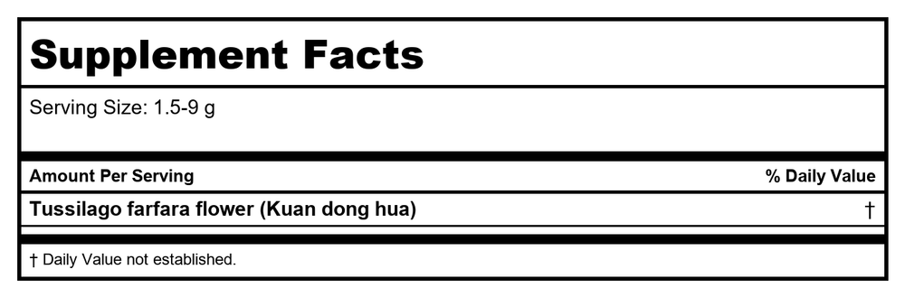Plum Flower Kuan Dong Hua  powder  unsulfured by MayWay - Supplement Facts panel