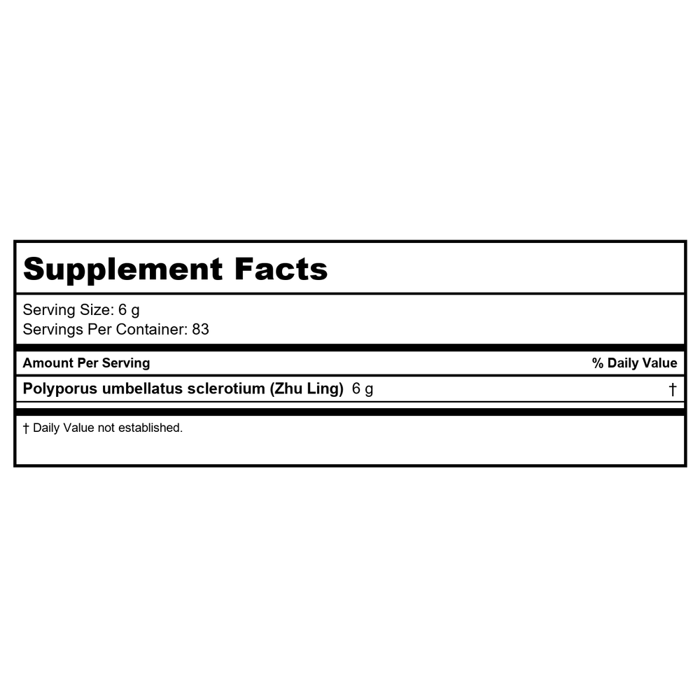 Plum Flower Zhu Ling  powder  unsulfured by MayWay - Supplement Facts panel