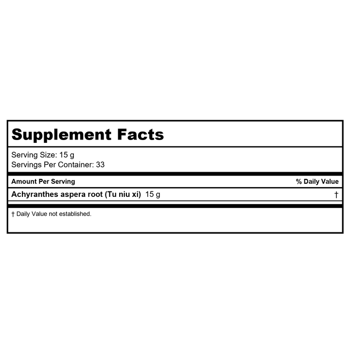Plum Flower Tu Niu Xi  powder  unsulfured Achyranthes aspera root 500 g/bag by MayWay - Supplement Facts panel