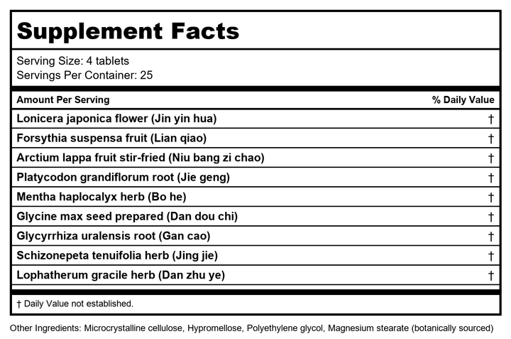 Plum Flower Jin Yin Hua, Whole Herb by MayWay - Supplement Facts panel