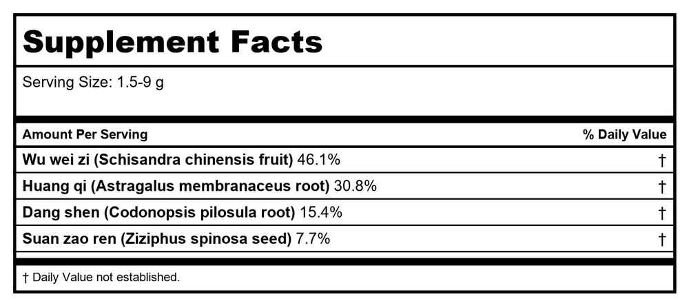 Wu Wei Zi, unsulfured Schisandra chinensis fruit Plum Flower500 g/bag by MayWay - Supplement Facts panel