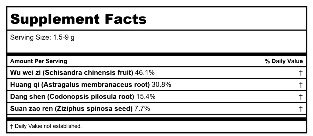 Wu Wei Zi, unsulfured Schisandra chinensis fruit Plum Flower500 g/bag by MayWay - Supplement Facts panel