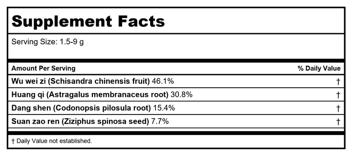 Wu Wei Zi, unsulfured Schisandra chinensis fruit Plum Flower500 g/bag by MayWay - Supplement Facts panel