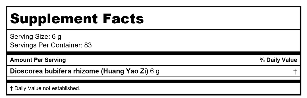 Plum Flower Huang Yao Zi  unsulfured by MayWay - Supplement Facts panel