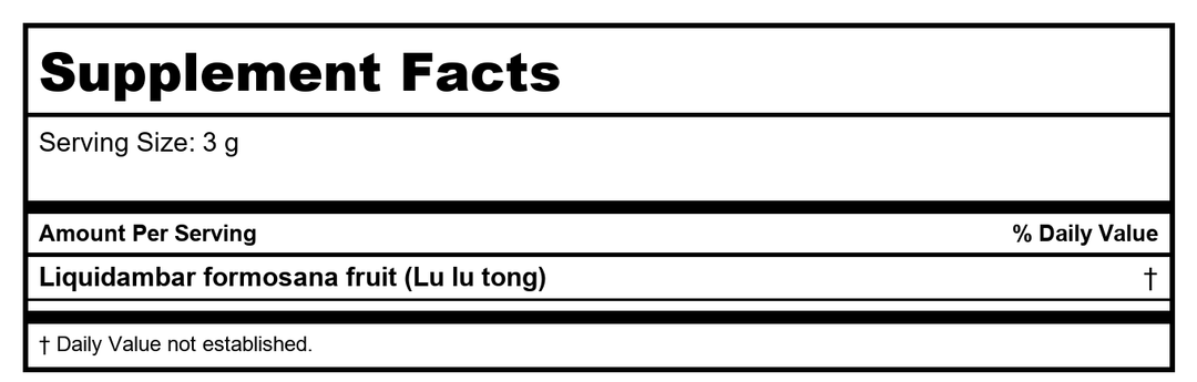 Plum Flower Lu Gen  unsulfured by MayWay - Supplement Facts panel