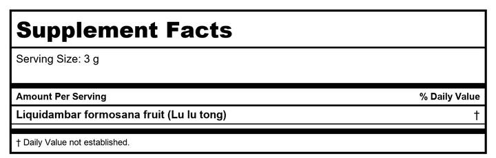Plum Flower Lu Gen  unsulfured by MayWay - Supplement Facts panel