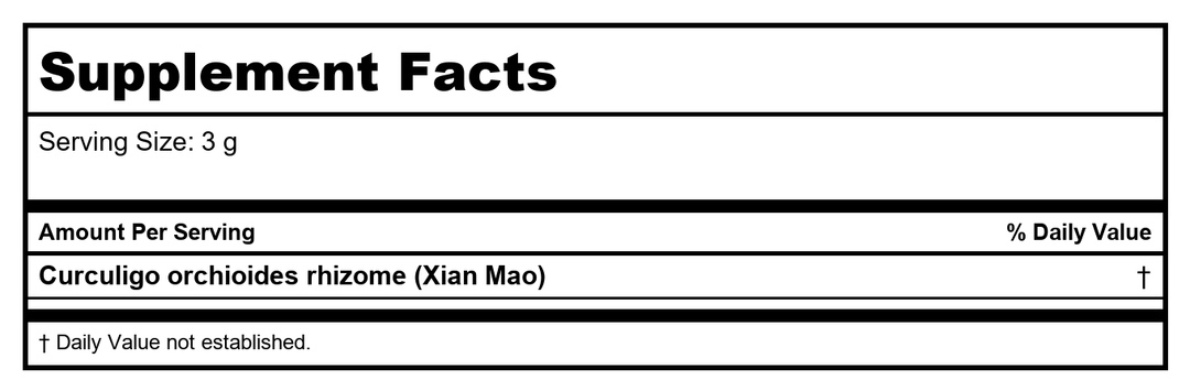 Plum Flower Xian Mao  unsulfured by MayWay - Supplement Facts panel