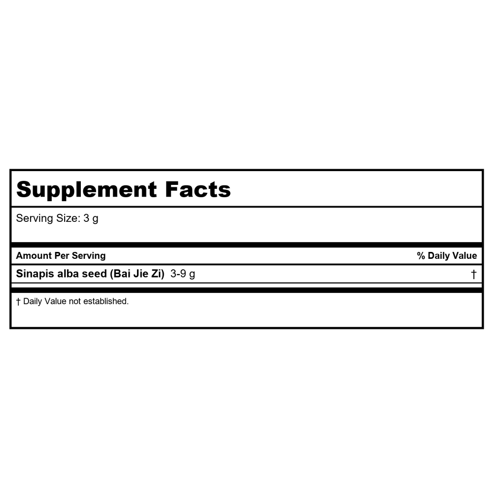 Plum Flower Bai Jie Zi  unsulfured by MayWay - Supplement Facts panel