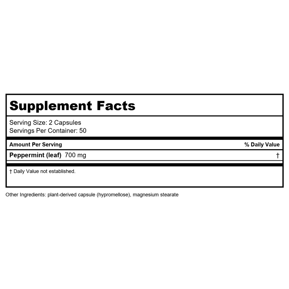 Nature's Way Peppermint Leaves 100 Cap (2 pack) - Supplement Facts panel
