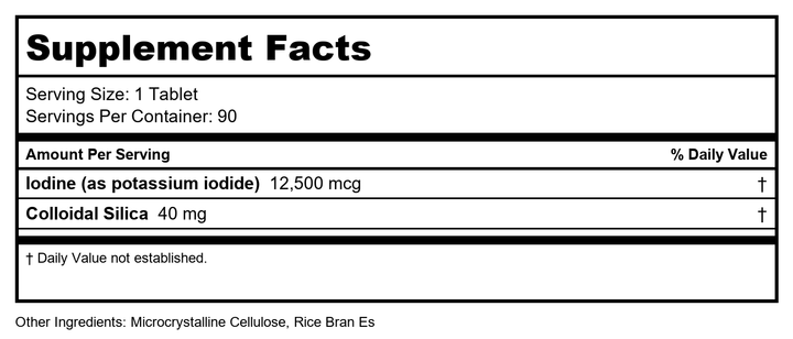 Iodine Rescue 90 Tablets by Nutri West by Nutri-West - Supplement Facts panel
