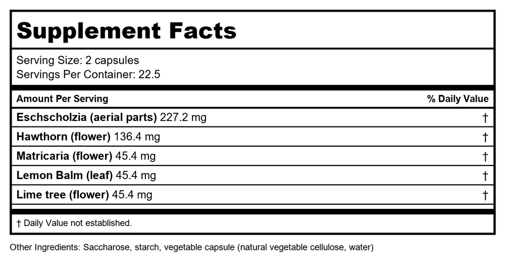 Activa Peaceful Night Pack - Supplement Facts panel
