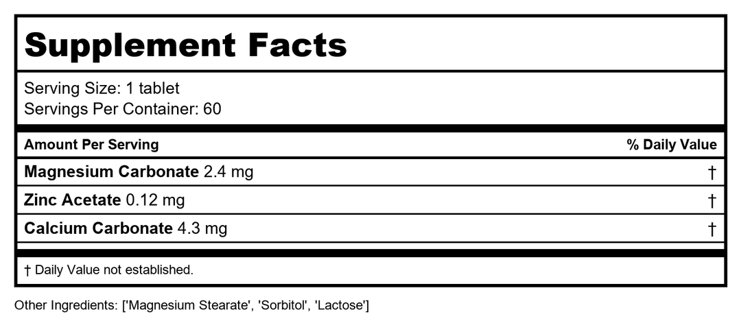 Activa Nutri 06 - Supplement Facts panel