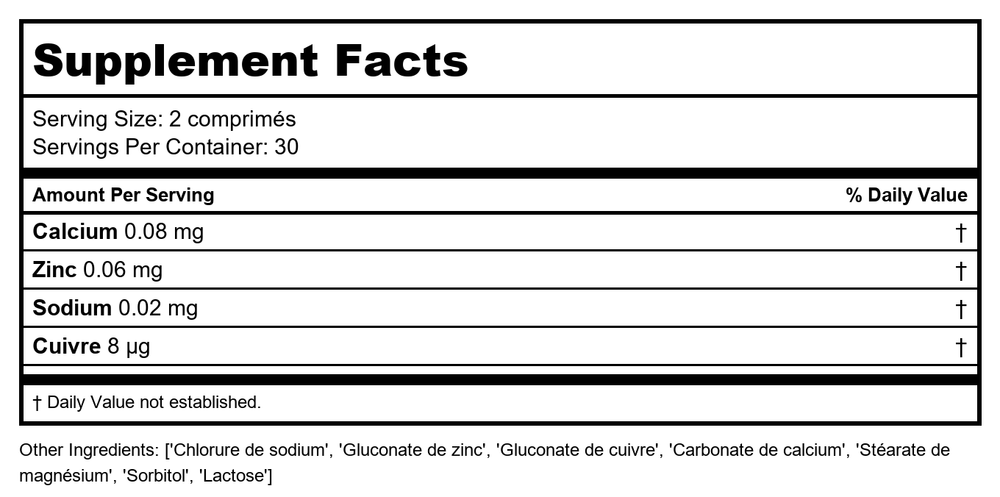 Activa Nutri 27 - Supplement Facts panel