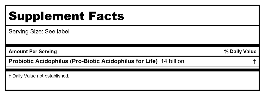 PB8 Acidophilus Probiotic, 120 Count - Supplement Facts panel