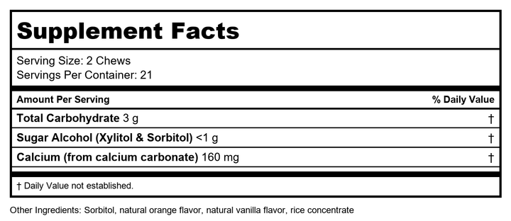 Enzymedica, Heartburn Soothe, Fast-Acting Digestive Aid, Vanilla Orange, 90 Chews (45 Servings) - Supplement Facts panel