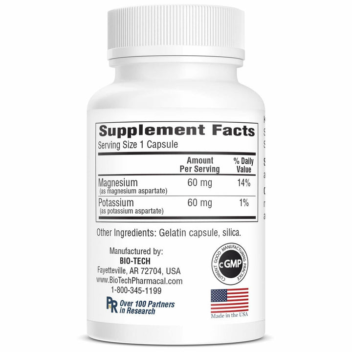 Bio-Tech - K-Mag-60 (Aspartate) 100 caps - Supplement Facts panel