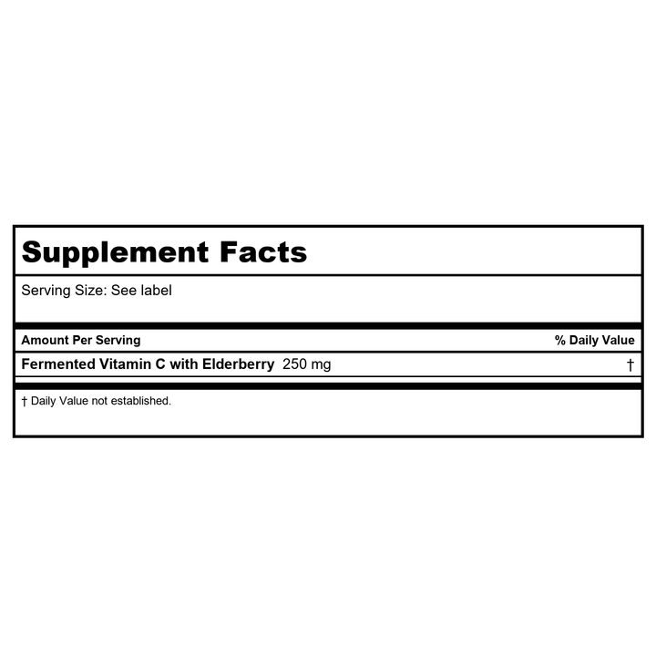 New Chapter Fermented Vitamin C + Elderberry, ONE Daily for Immune Support &amp; Collagen Protection, Made with Organic Herbs, Certified Vegan, Gluten Free, 60 Count - Supplement Facts panel