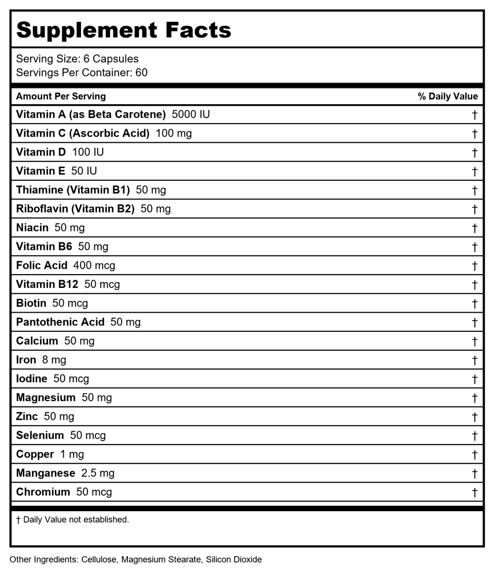 Solaray - Spectro Multivitamin - 360 Capsules - Supplement Facts panel