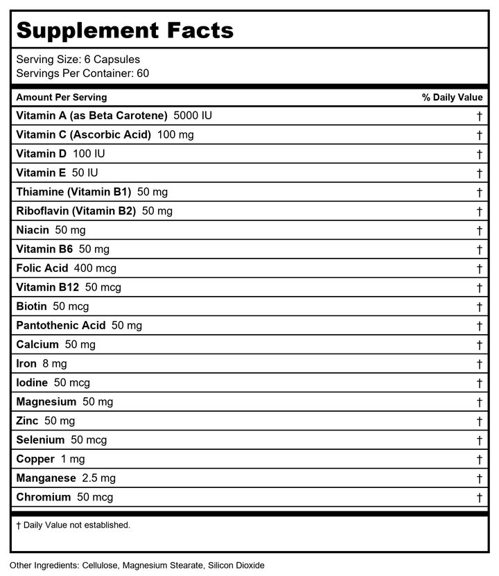Solaray - Spectro Multivitamin - 360 Capsules - Supplement Facts panel