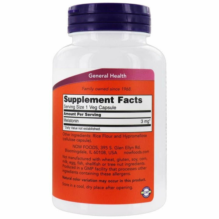Melatonin 3 mg 180 Capsules (Pack of 2) - Supplement Facts panel