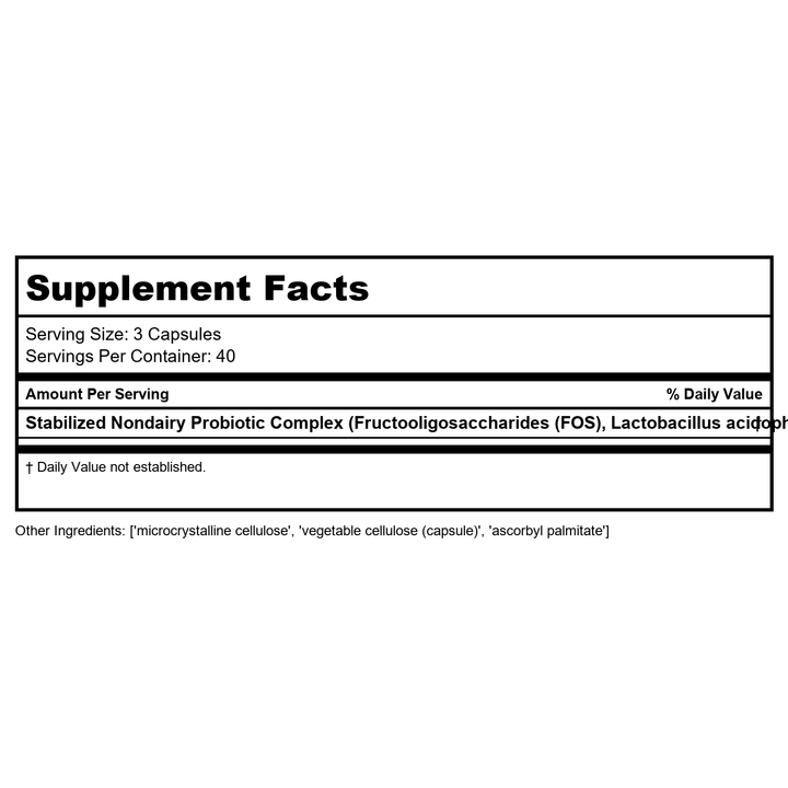 DaVinci Mega Probiotic-ND 120 caps - Supplement Facts panel