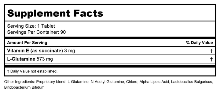 Nutri-West - L-GLUTAMINE Plus -90 Tabs - Supplement Facts panel