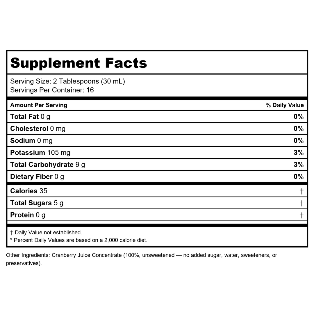 Dynamic Health Cranberry Juice Concentrate - Supplement Facts panel