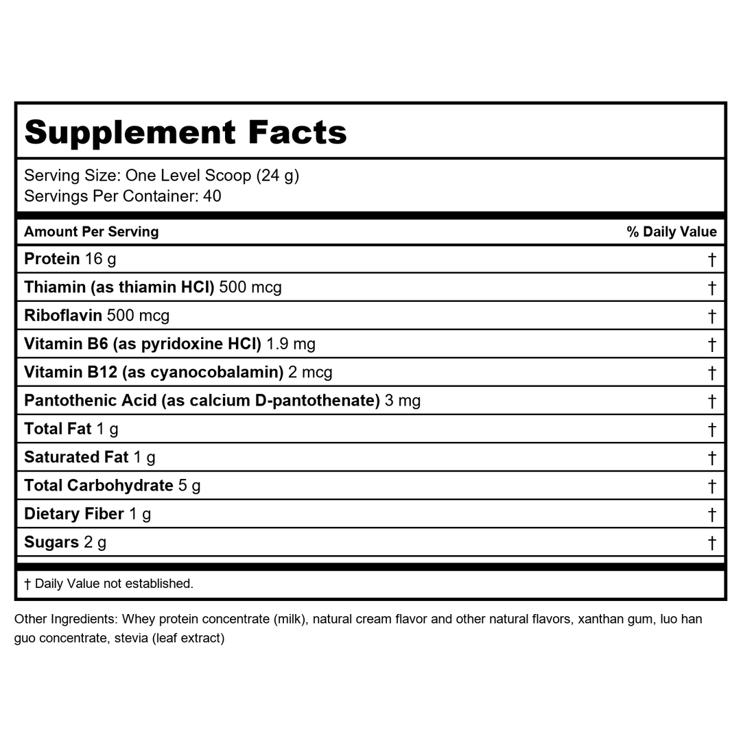 BioGenesis Ultra Pure Whey Protein, Vanilla, 2.1 lb - Supplement Facts panel