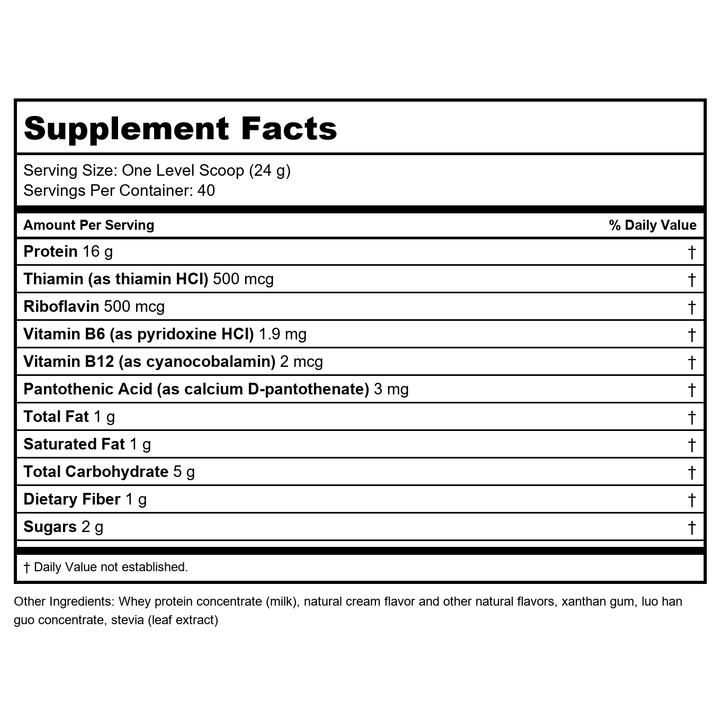 BioGenesis Ultra Pure Whey Protein, Vanilla, 2.1 lb - Supplement Facts panel