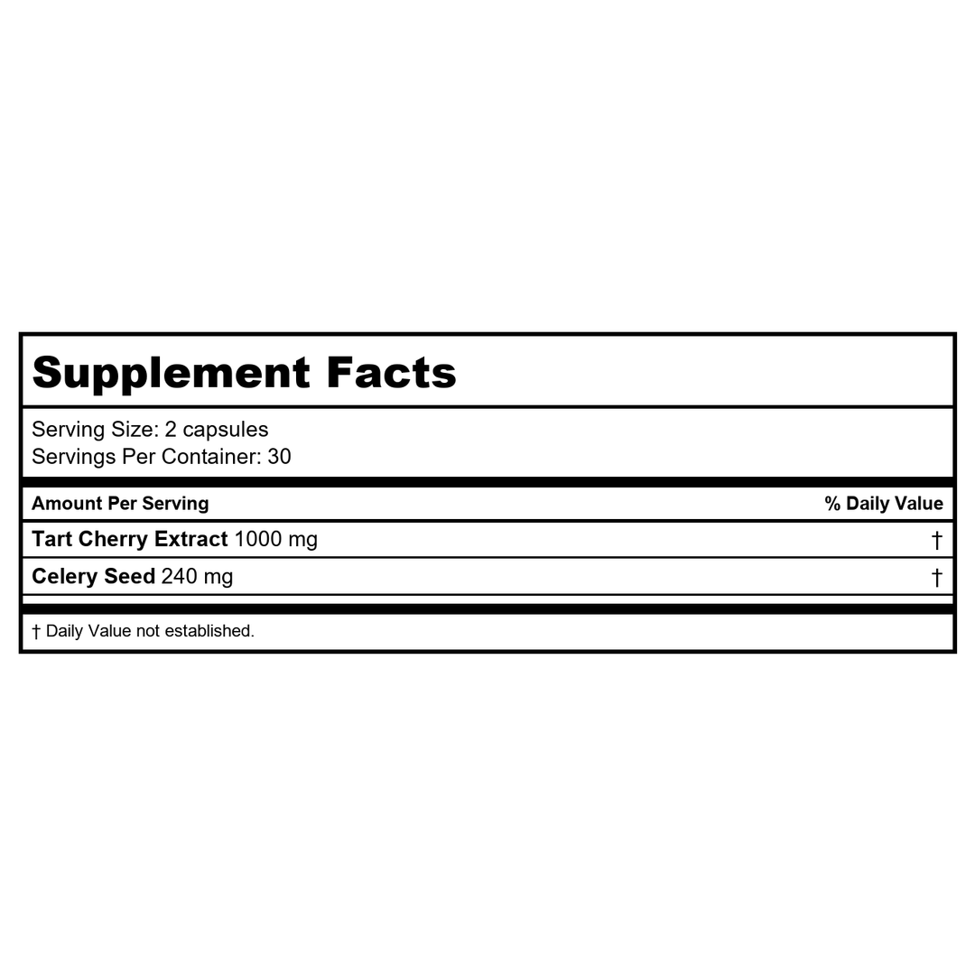 Zhou Nutrition Tart Cherry Extract + Celery Seed - Supplement Facts panel