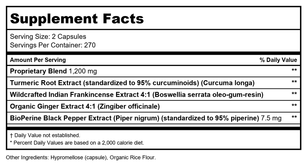 Relief / 6 Pack (540 capsules / 270 servings) - Supplement Facts panel
