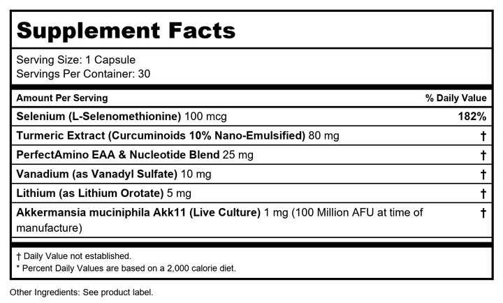 Akkermansia+ / Default Title - Supplement Facts panel
