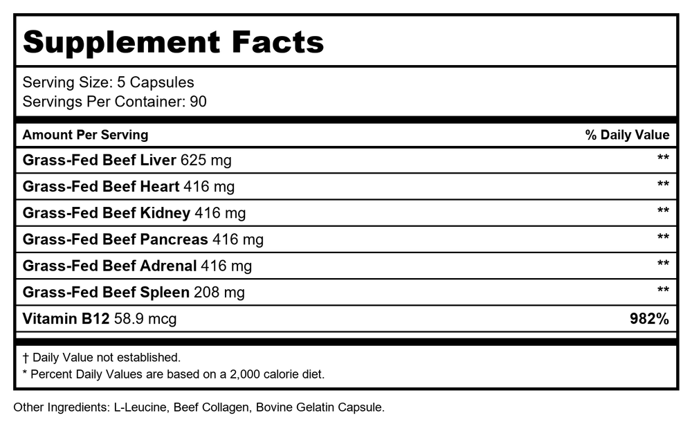 Organ + / 3 Pack - Supplement Facts panel